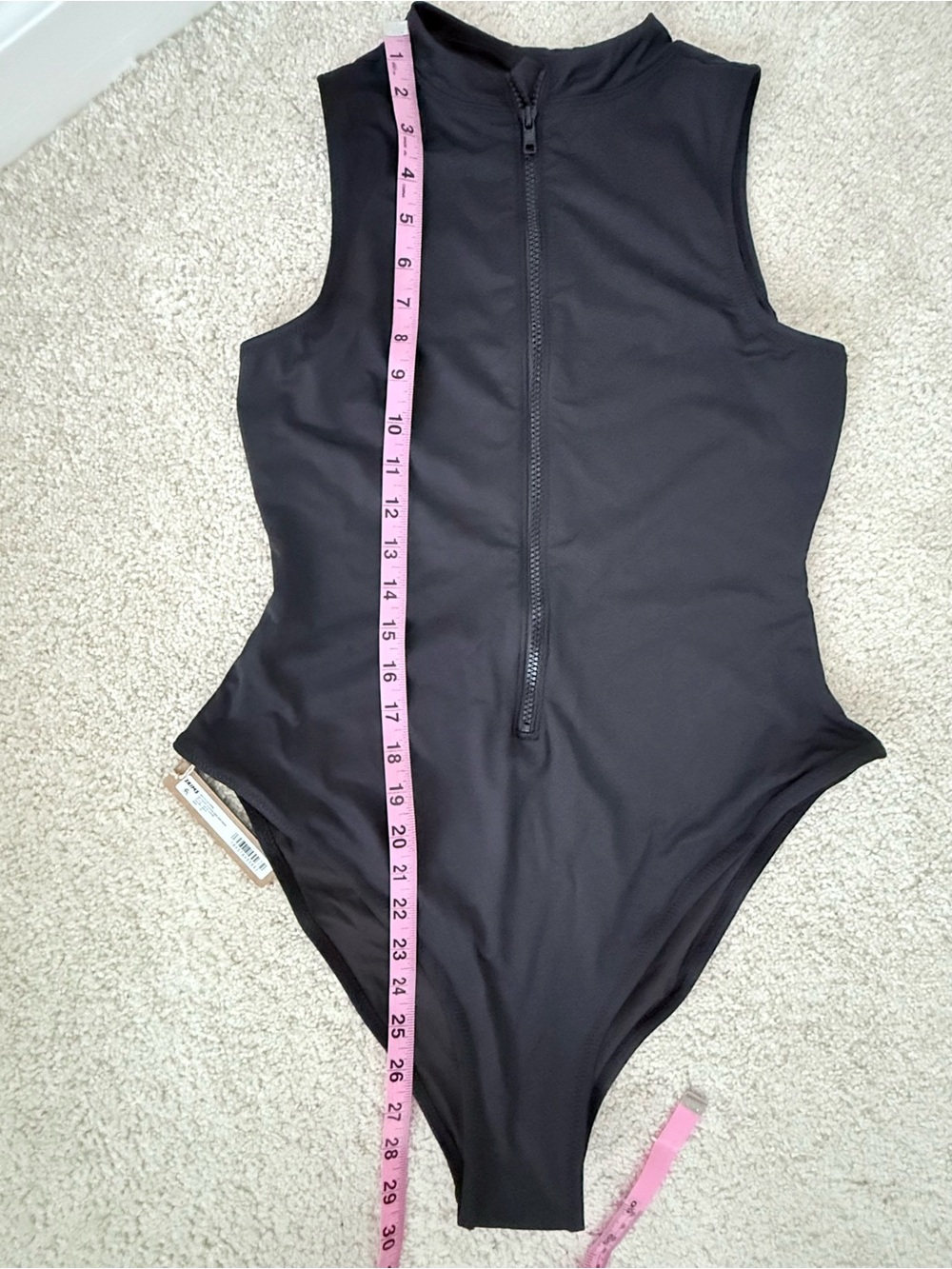 SKIMS Sleeveless Black Zip-Front Swimsuit in Color Onyx - Picture 10 of 11